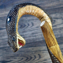 Load image into Gallery viewer, Gift Cane Walking Stick Canes Sticks Reed Staff Wood Wooden Hand-Carved Carving Handmade Cane Accessories ( Cobra brown )