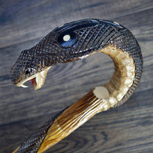 Load image into Gallery viewer, Gift Cane Walking Stick Canes Sticks Reed Staff Wood Wooden Hand-Carved Carving Handmade Cane Accessories ( Cobra brown )