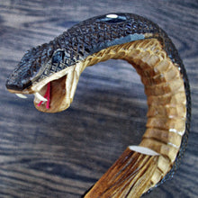 Load image into Gallery viewer, Gift Cane Walking Stick Canes Sticks Reed Staff Wood Wooden Hand-Carved Carving Handmade Cane Accessories ( Cobra brown )