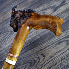Load image into Gallery viewer, Gift Cane Walking Stick Canes Sticks Reed Staff Wood Wooden Hand-Carved Carving Handmade Cane Accessories ( Bison )