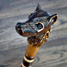 Load image into Gallery viewer, Gift Cane Walking Stick Canes Sticks Reed Staff Wood Wooden Hand-Carved Carving Handmade Cane Accessories ( Dog )