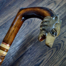 Load image into Gallery viewer, Gift Cane Walking Stick Canes Sticks Reed Staff Wood Wooden Hand-Carved Carving Handmade Cane Accessories ( Panther )