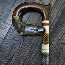 Load image into Gallery viewer, Gift Cane Walking Stick Canes Sticks Reed Staff Wood Wooden Hand-Carved Carving Handmade Cane Accessories ( Wolf brown )