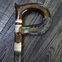 Load image into Gallery viewer, Gift Cane Walking Stick Canes Sticks Reed Staff Wood Wooden Hand-Carved Carving Handmade Cane Accessories ( Wolf brown )