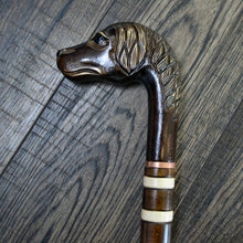 Load image into Gallery viewer, Gift Cane Walking Stick Canes Sticks Reed Staff Wood Wooden Hand-Carved Carving Handmade Cane Accessories ( Spaniel )