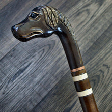 Load image into Gallery viewer, Gift Cane Walking Stick Canes Sticks Reed Staff Wood Wooden Hand-Carved Carving Handmade Cane Accessories ( Spaniel )