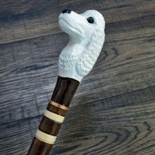 Load image into Gallery viewer, Gift Cane Walking Stick Canes Sticks Reed Staff Wood Wooden Hand-Carved Carving Handmade Cane Accessories ( Poodle white )