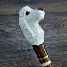 Load image into Gallery viewer, Gift Cane Walking Stick Canes Sticks Reed Staff Wood Wooden Hand-Carved Carving Handmade Cane Accessories ( Poodle white )