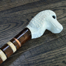 Load image into Gallery viewer, Gift Cane Walking Stick Canes Sticks Reed Staff Wood Wooden Hand-Carved Carving Handmade Cane Accessories ( Poodle white )