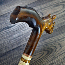Load image into Gallery viewer, Gift Cane Walking Stick Canes Sticks Reed Staff Wood Wooden Hand-Carved Carving Handmade Cane Accessories ( Rhinoceros )