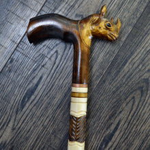 Load image into Gallery viewer, Gift Cane Walking Stick Canes Sticks Reed Staff Wood Wooden Hand-Carved Carving Handmade Cane Accessories ( Rhinoceros )