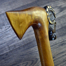 Load image into Gallery viewer, Gift Cane Walking Stick Canes Sticks Reed Staff Wood Wooden Hand-Carved Carving Handmade Cane Accessories ( Ram axe )