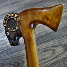 Load image into Gallery viewer, Gift Cane Walking Stick Canes Sticks Reed Staff Wood Wooden Hand-Carved Carving Handmade Cane Accessories ( Ram axe )