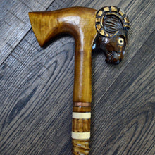 Load image into Gallery viewer, Gift Cane Walking Stick Canes Sticks Reed Staff Wood Wooden Hand-Carved Carving Handmade Cane Accessories ( Ram axe )
