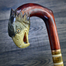 Load image into Gallery viewer, Gift Cane Walking Stick Canes Sticks Reed Staff Wood Wooden Hand-Carved Carving Handmade Cane Accessories ( Eagle new american flag )