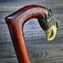 Load image into Gallery viewer, Gift Cane Walking Stick Canes Sticks Reed Staff Wood Wooden Hand-Carved Carving Handmade Cane Accessories ( Eagle new american flag )