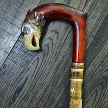 Load image into Gallery viewer, Gift Cane Walking Stick Canes Sticks Reed Staff Wood Wooden Hand-Carved Carving Handmade Cane Accessories ( Eagle new american flag )