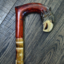 Load image into Gallery viewer, Gift Cane Walking Stick Canes Sticks Reed Staff Wood Wooden Hand-Carved Carving Handmade Cane Accessories ( Eagle new american flag )