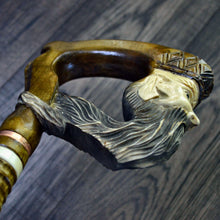 Load image into Gallery viewer, Gift Cane Walking Stick Canes Sticks Reed Staff Wood Wooden Hand-Carved Carving Handmade Cane Accessories ( King )