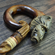 Load image into Gallery viewer, Gift Cane Walking Stick Canes Sticks Reed Staff Wood Wooden Hand-Carved Carving Handmade Cane Accessories ( Boar new )