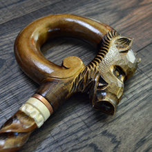 Load image into Gallery viewer, Gift Cane Walking Stick Canes Sticks Reed Staff Wood Wooden Hand-Carved Carving Handmade Cane Accessories ( Boar old )