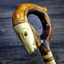 Load image into Gallery viewer, Gift Cane Walking Stick Canes Sticks Reed Staff Wood Wooden Hand-Carved Carving Handmade Cane Accessories ( Goat yellow )