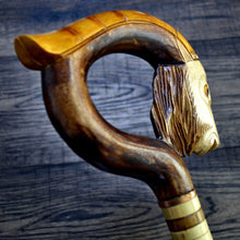 Load image into Gallery viewer, Gift Cane Walking Stick Canes Sticks Reed Staff Wood Wooden Hand-Carved Carving Handmade Cane Accessories ( Goat yellow )