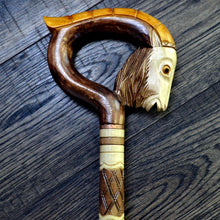 Load image into Gallery viewer, Gift Cane Walking Stick Canes Sticks Reed Staff Wood Wooden Hand-Carved Carving Handmade Cane Accessories ( Goat yellow )