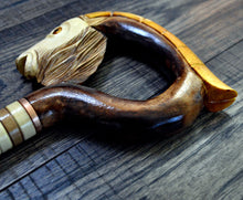 Load image into Gallery viewer, Gift Cane Walking Stick Canes Sticks Reed Staff Wood Wooden Hand-Carved Carving Handmade Cane Accessories ( Goat yellow )