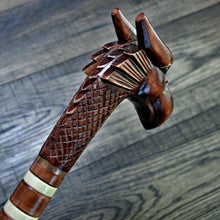 Load image into Gallery viewer, Gift Cane Walking Stick Canes Sticks Reed Staff Wood Wooden Hand-Carved Carving Handmade Cane Accessories ( Dragon new red )