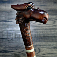 Load image into Gallery viewer, Gift Cane Walking Stick Canes Sticks Reed Staff Wood Wooden Hand-Carved Carving Handmade Cane Accessories ( Dragon new red )