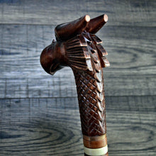 Load image into Gallery viewer, Gift Cane Walking Stick Canes Sticks Reed Staff Wood Wooden Hand-Carved Carving Handmade Cane Accessories ( Dragon new red )