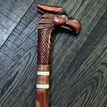 Load image into Gallery viewer, Gift Cane Walking Stick Canes Sticks Reed Staff Wood Wooden Hand-Carved Carving Handmade Cane Accessories ( Dragon new red )