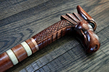 Load image into Gallery viewer, Gift Cane Walking Stick Canes Sticks Reed Staff Wood Wooden Hand-Carved Carving Handmade Cane Accessories ( Dragon new red )