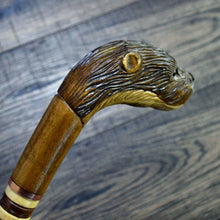 Load image into Gallery viewer, Gift Cane Walking Stick Canes Sticks Reed Staff Wood Wooden Hand-Carved Carving Handmade Cane Accessories ( Otter )