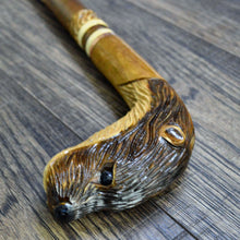 Load image into Gallery viewer, Gift Cane Walking Stick Canes Sticks Reed Staff Wood Wooden Hand-Carved Carving Handmade Cane Accessories ( Otter )