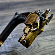 Load image into Gallery viewer, Gift Cane Walking Stick Canes Sticks Reed Staff Wood Wooden Hand-Carved Carving Handmade Cane Accessories ( Horse )