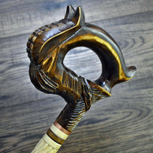 Load image into Gallery viewer, Gift Cane Walking Stick Canes Sticks Reed Staff Wood Wooden Hand-Carved Carving Handmade Cane Accessories ( Horse round white)