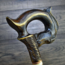 Load image into Gallery viewer, Gift Cane Walking Stick Canes Sticks Reed Staff Wood Wooden Hand-Carved Carving Handmade Cane Accessories ( Horse round white)