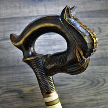 Load image into Gallery viewer, Gift Cane Walking Stick Canes Sticks Reed Staff Wood Wooden Hand-Carved Carving Handmade Cane Accessories ( Horse round white)