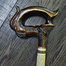 Load image into Gallery viewer, Gift Cane Walking Stick Canes Sticks Reed Staff Wood Wooden Hand-Carved Carving Handmade Cane Accessories ( Horse round white)