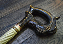 Load image into Gallery viewer, Gift Cane Walking Stick Canes Sticks Reed Staff Wood Wooden Hand-Carved Carving Handmade Cane Accessories ( Horse round white)