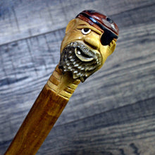 Load image into Gallery viewer, Gift Cane Walking Stick Canes Sticks Reed Staff Wood Wooden Hand-Carved Carving Handmade Cane Accessories ( Pirate )