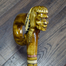 Load image into Gallery viewer, Gift Cane Walking Stick Canes Sticks Reed Staff Wood Wooden Hand-Carved Carving Handmade Cane Accessories ( Indian )
