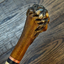 Load image into Gallery viewer, Gift Cane Walking Stick Canes Sticks Reed Staff Wood Wooden Hand-Carved Carving Handmade Cane Accessories ( Lion )