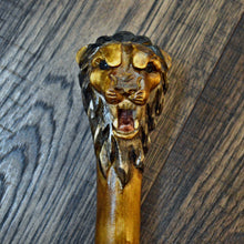 Load image into Gallery viewer, Gift Cane Walking Stick Canes Sticks Reed Staff Wood Wooden Hand-Carved Carving Handmade Cane Accessories ( Lion )