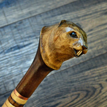 Load image into Gallery viewer, Gift Cane Walking Stick Canes Sticks Reed Staff Wood Wooden Hand-Carved Carving Handmade Cane Accessories ( Beaver )