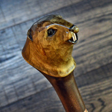 Load image into Gallery viewer, Gift Cane Walking Stick Canes Sticks Reed Staff Wood Wooden Hand-Carved Carving Handmade Cane Accessories ( Beaver )