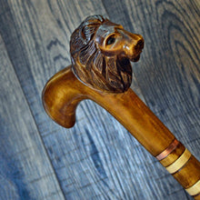 Load image into Gallery viewer, Gift Cane Walking Stick Canes Sticks Reed Staff Wood Wooden Hand-Carved Carving Handmade Cane Accessories ( Lion with hendle )
