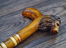 Load image into Gallery viewer, Gift Cane Walking Stick Canes Sticks Reed Staff Wood Wooden Hand-Carved Carving Handmade Cane Accessories ( Lion with hendle )